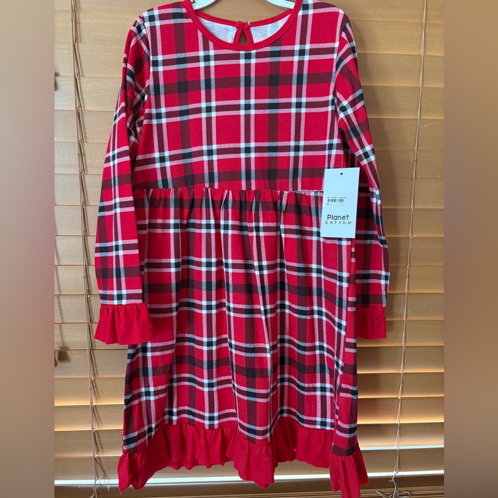Planet Cotton NWT Girls Red Plaid Dress. Size 6X